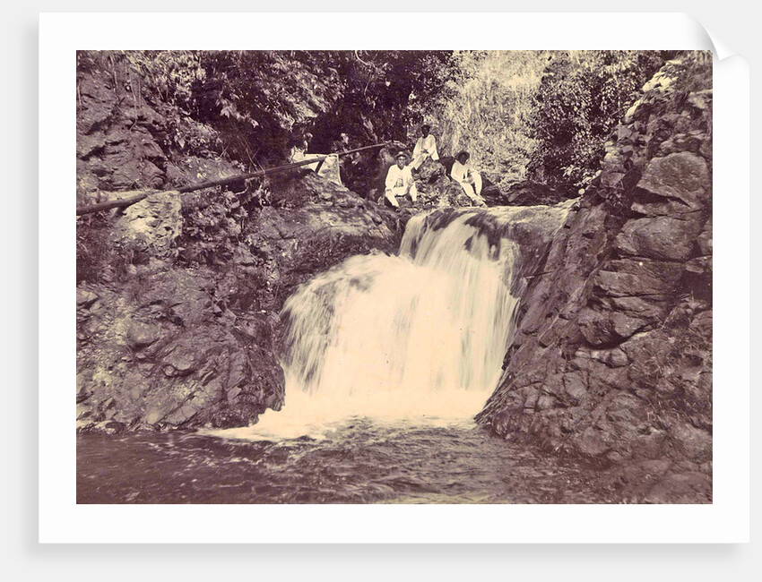 Indian men at a waterfall at Batu Gantong in Ambon by Anonymous