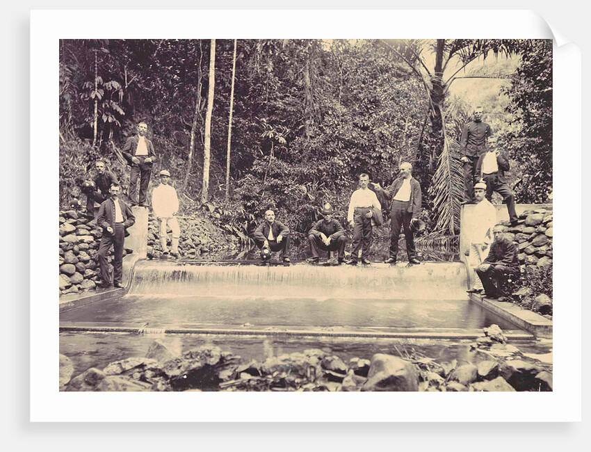 Men, basin, dam, water by Anonymous