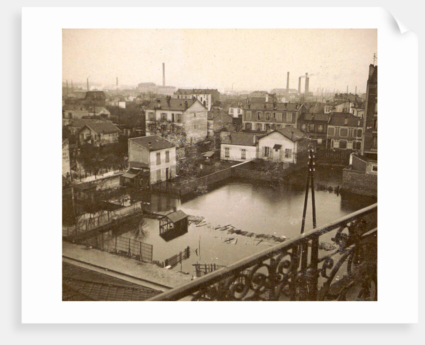 Flooded suburb of Paris seen from a window, 1910, France by Anonymous