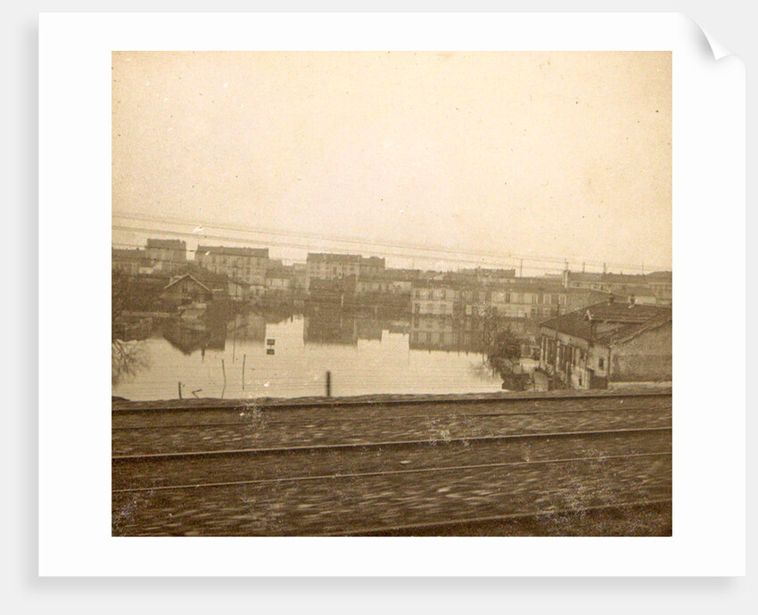 Flooded buildings during the flooding of Paris, seen from a train by France