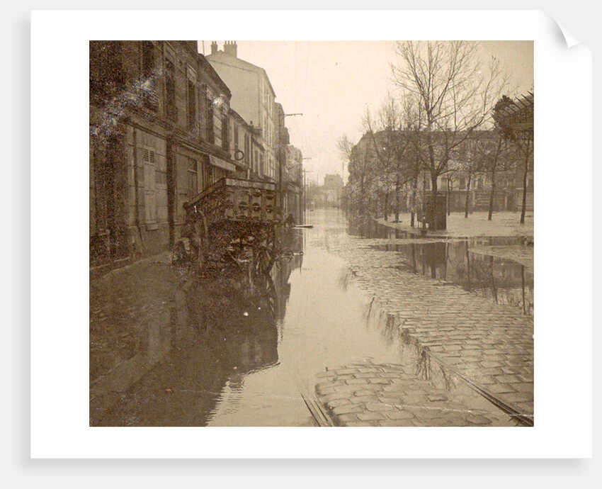 Kar in flooded street during flood Paris by France