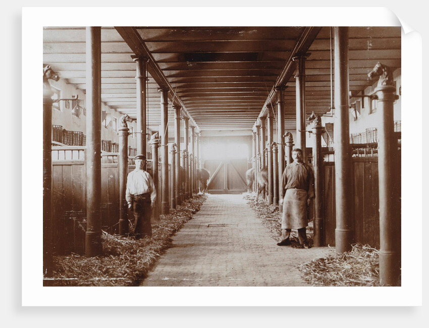 Interior of a stable with two servants by Anonymous