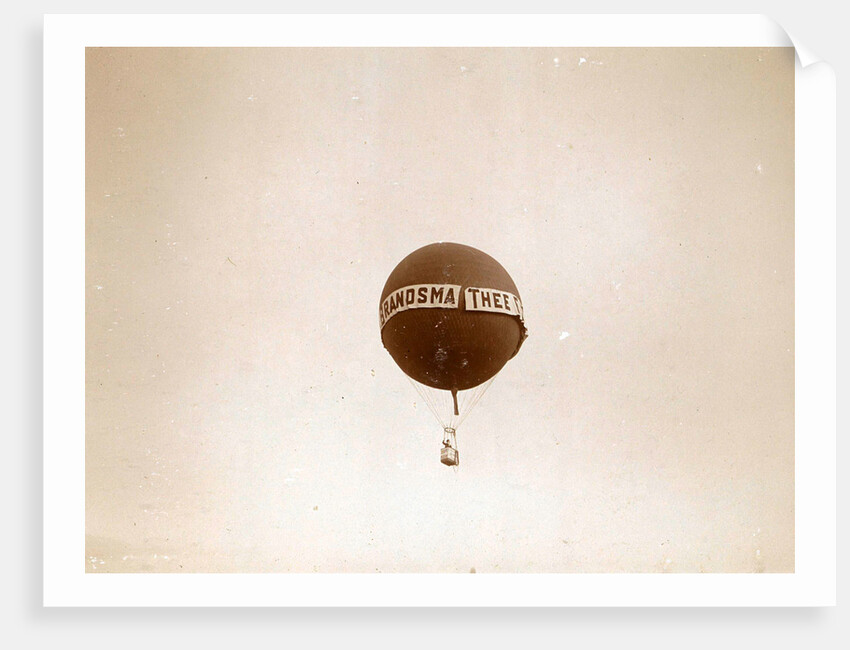air balloon advertising for 'Tea E Brandsma floating in the air by Anonymous