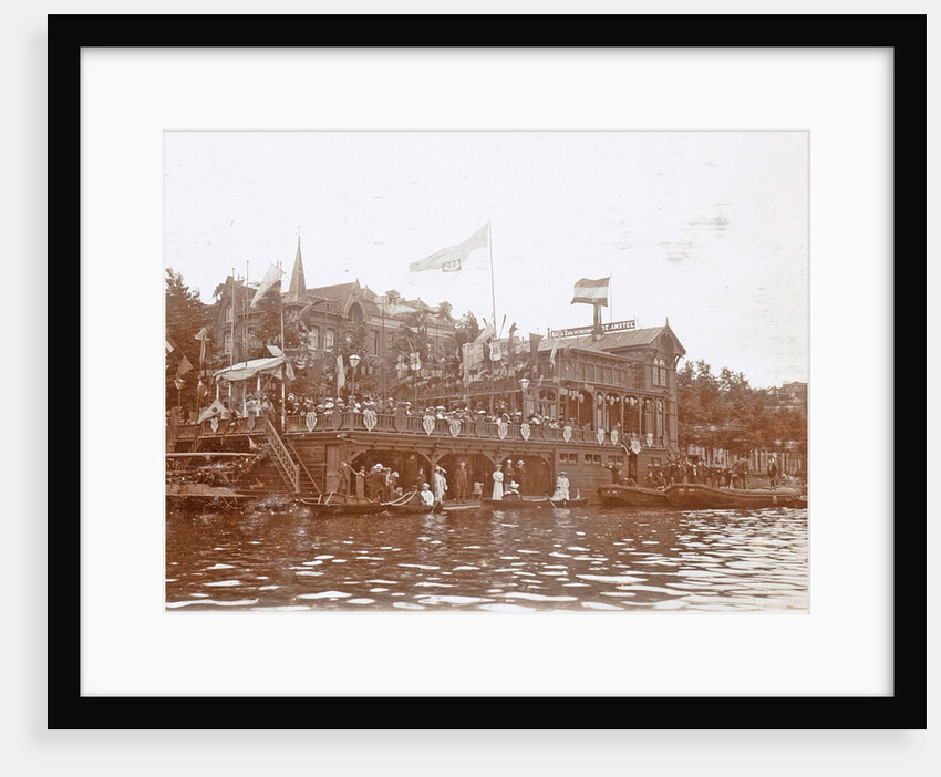Adorned boathouse Rowing and sailing club De Amstel at the celebration of the 25th anniversary of the Amsteldijk by Anonymous