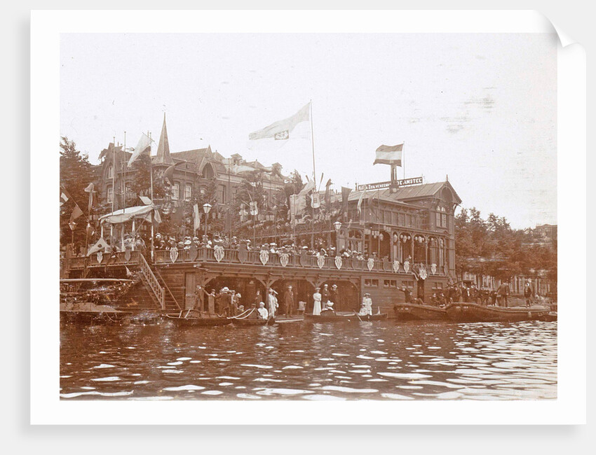 Adorned boathouse Rowing and sailing club De Amstel at the celebration of the 25th anniversary of the Amsteldijk by Anonymous