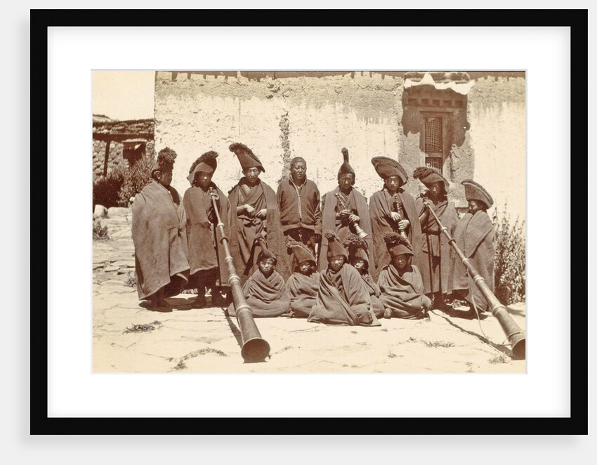 Group of Tibetan clergy (llamas) with wind instruments (dunchen), D.T. Dalton, 1903 - 1906 by D.T. Dalton