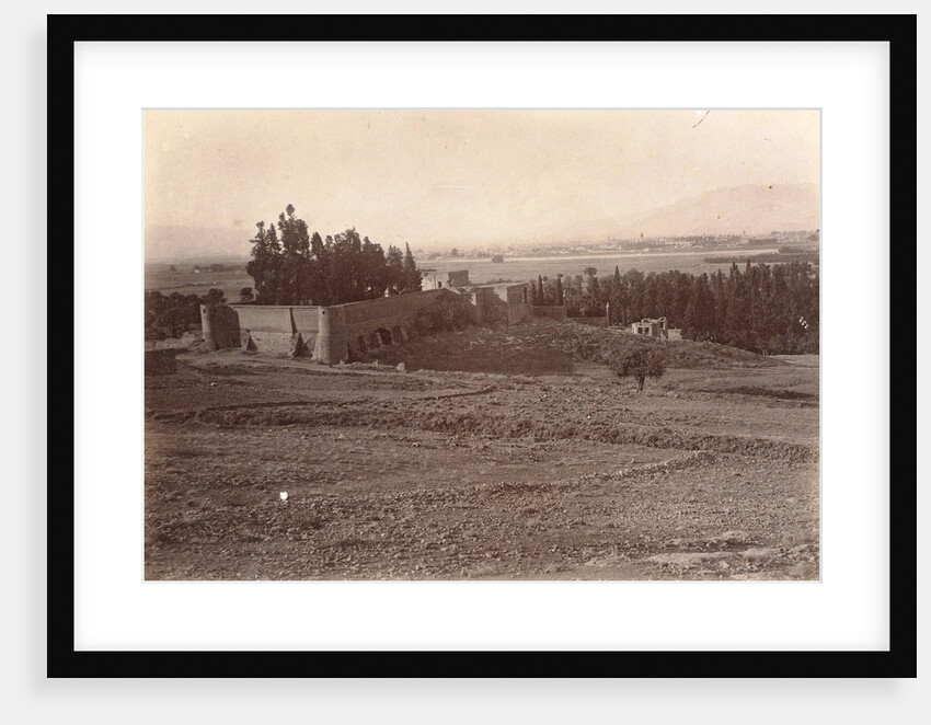 View of a walled garden and fields in Persia by Antoine Sevruguin