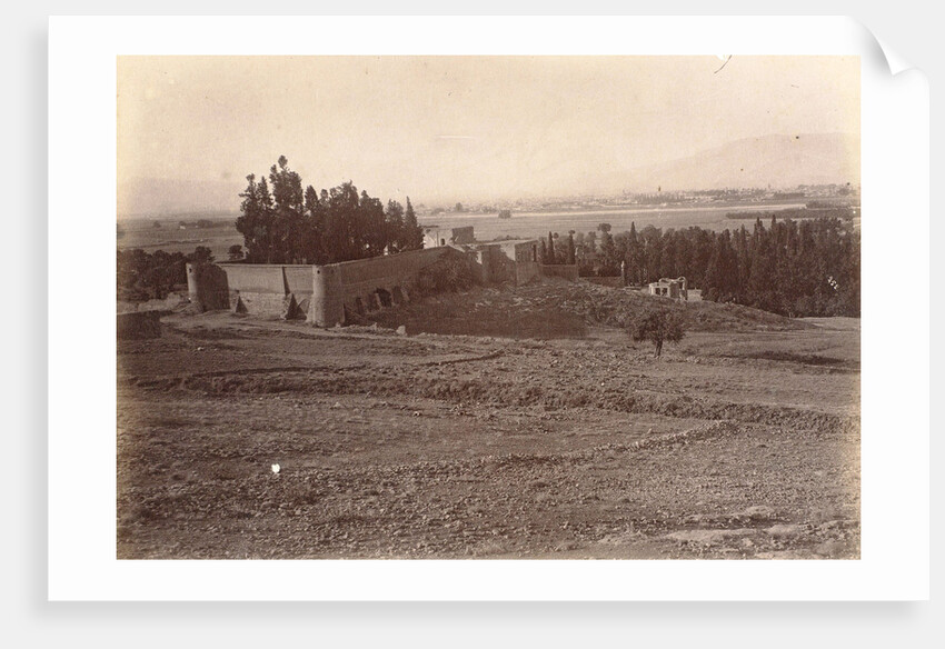 View of a walled garden and fields in Persia by Antoine Sevruguin
