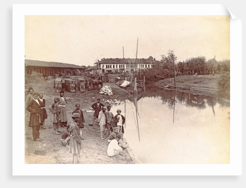 Men at a port on the Peri Bazaar in Persia Iran by Antoine Sevruguin