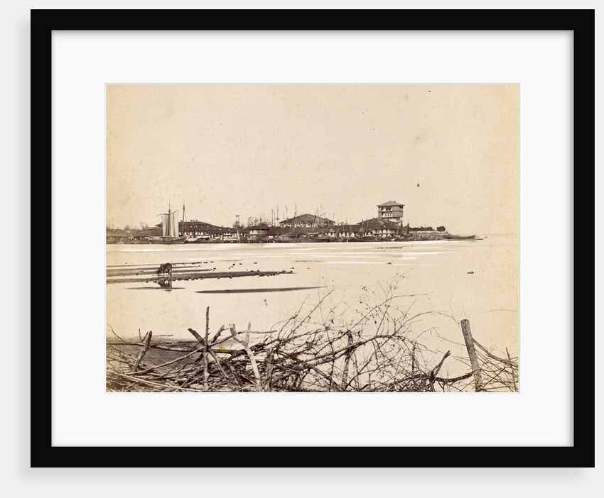 Bandar-e Anzali Seaport in Persia seen across the water by Antoine Sevruguin