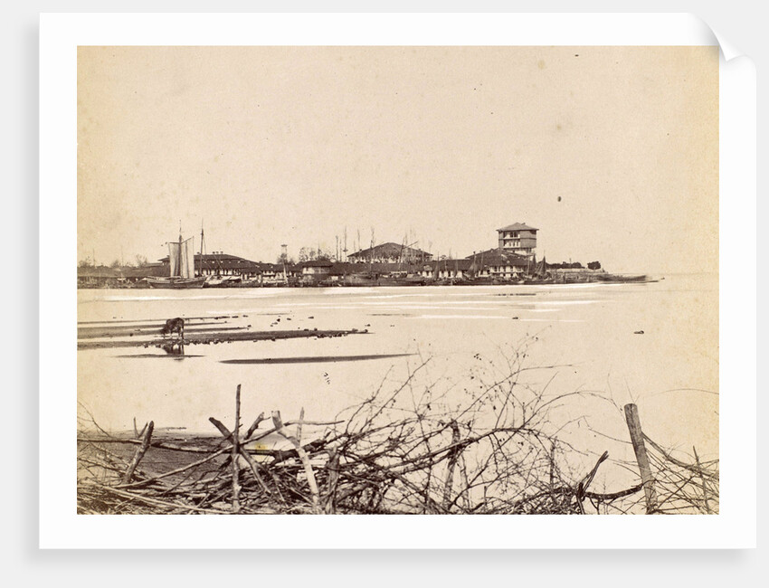 Bandar-e Anzali Seaport in Persia seen across the water by Antoine Sevruguin