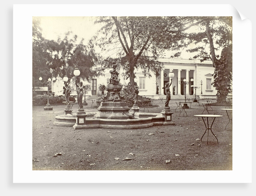 garden with a fountain at Concordia Society in Weltevreden, Jakarta Indonesia by Anonymous