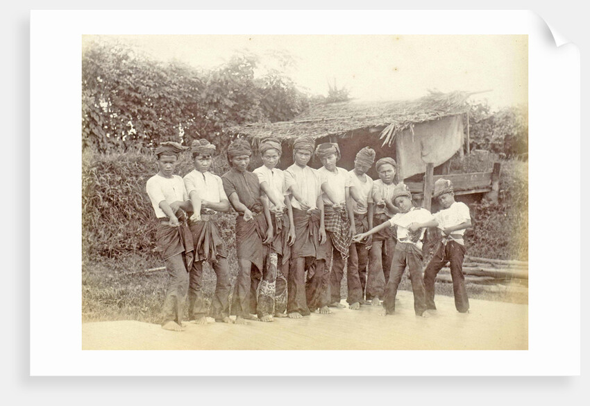 Group of Indian boys with the right arm outstretched, allowing dancers by Anonymous