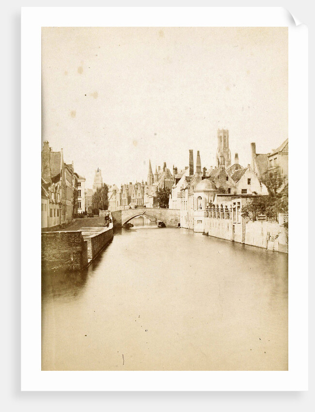 Houses along the water at the Groenerei and Steenhouwersdijk in Bruges Belgium by Victor Daveluy