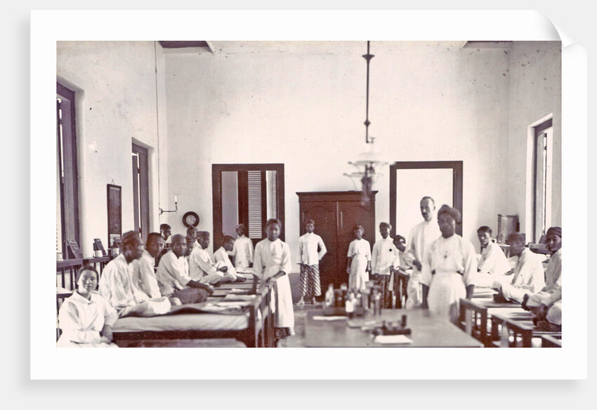 Ward with male patients and staff at a hospital in the Dutch East Indies, Indonesia by Anonymous