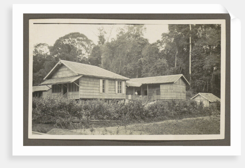 Two wooden houses with porches and an outbuilding by Anonymous