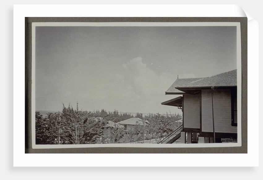 wooden house on stilts and the vegetation and buildings make by Anonymous