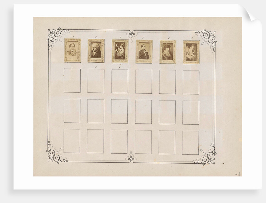 Two album pages with names and pictures of various people and scenes by Anonymous