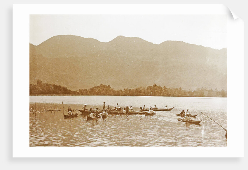 Sumatra indonesia, lake of Manindjan with native fishing boats by Christiaan Benjamin Nieuwenhuis