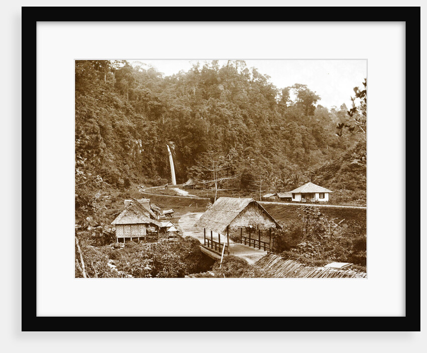 Sumatra indonesia, Anai Gorge with huts and waterfall by Christiaan Benjamin Nieuwenhuis