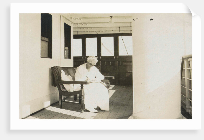 aboard boat to Java, Indonesia, seated woman by Anonymous