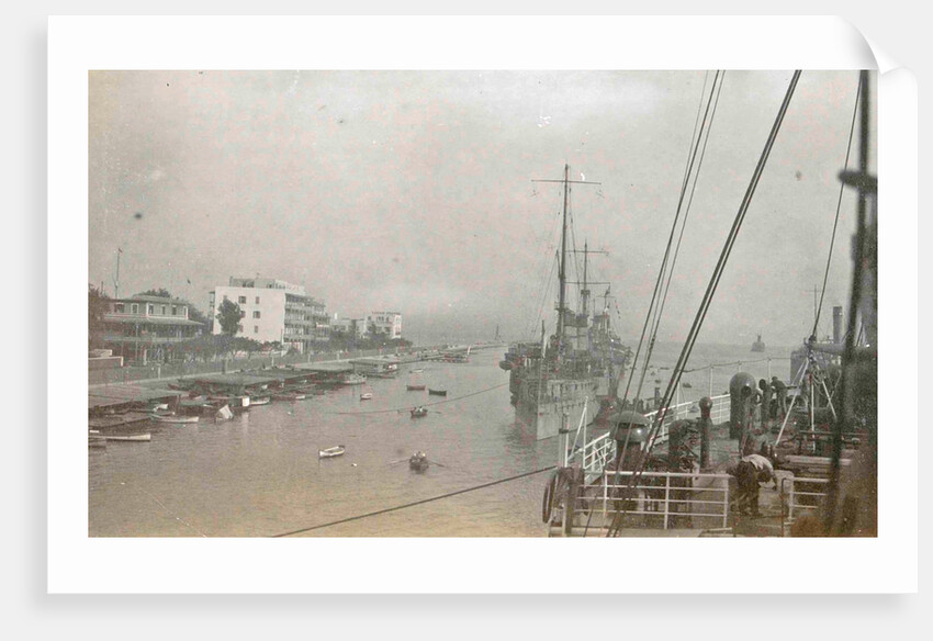 Suez Canal entrance with ships by Anonymous