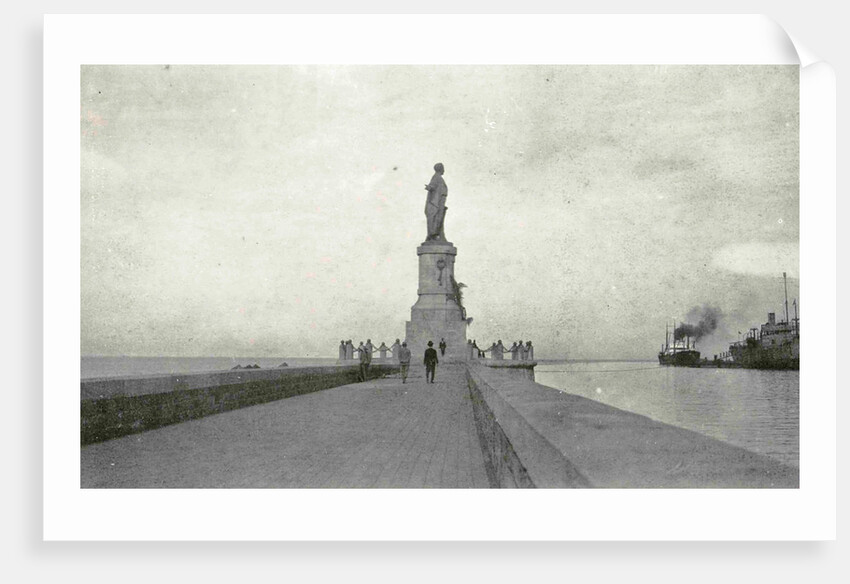 Port Said, Suez Canal pier with statue Ferd. de Lesseps, Egypt by Anonymous