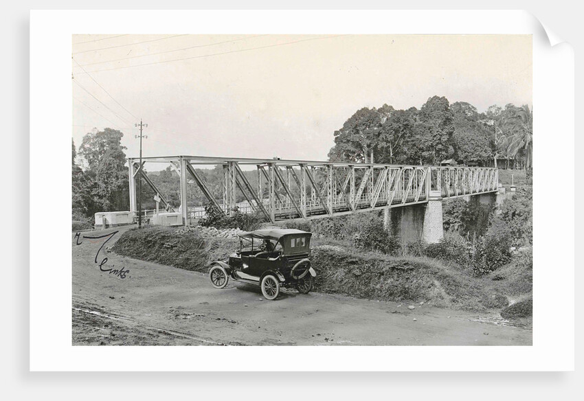 Dutch East Indies, indonesia, bridge over Batang Toro car by Anonymous