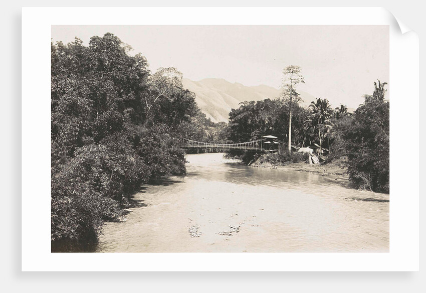 Dutch East Indies, indonesia, river Godang with suspension bridge by Anonymous