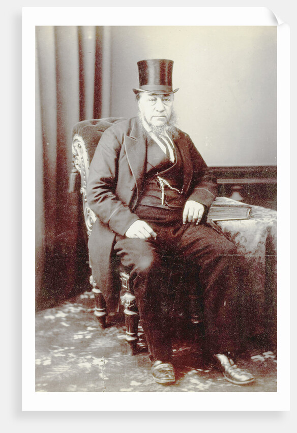 Portrait Paul Kruger in chair with hat on by C. Evans
