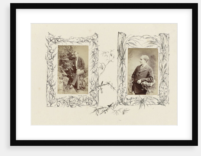 Portrait Neville Carter in rustic setting, bordered by drawing berries around fencing by Anonymous