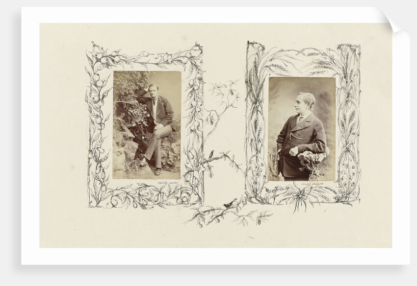 Portrait Neville Carter in rustic setting, bordered by drawing berries around fencing by Anonymous