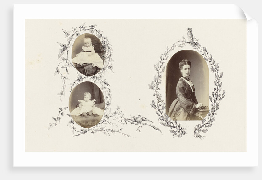 Portrait of child bordered by drawing ivy by Anonymous