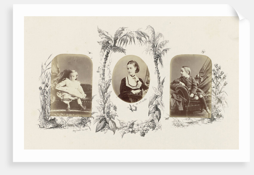 Portrait of Reginald Carter as a child's picture book bordered by drawing flora by Anonymous