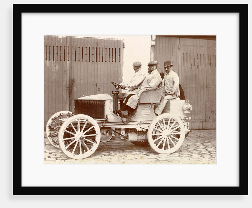 Three men with big sunglasses in an open car by Anonymous