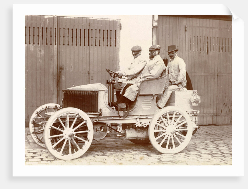 Three men with big sunglasses in an open car by Anonymous