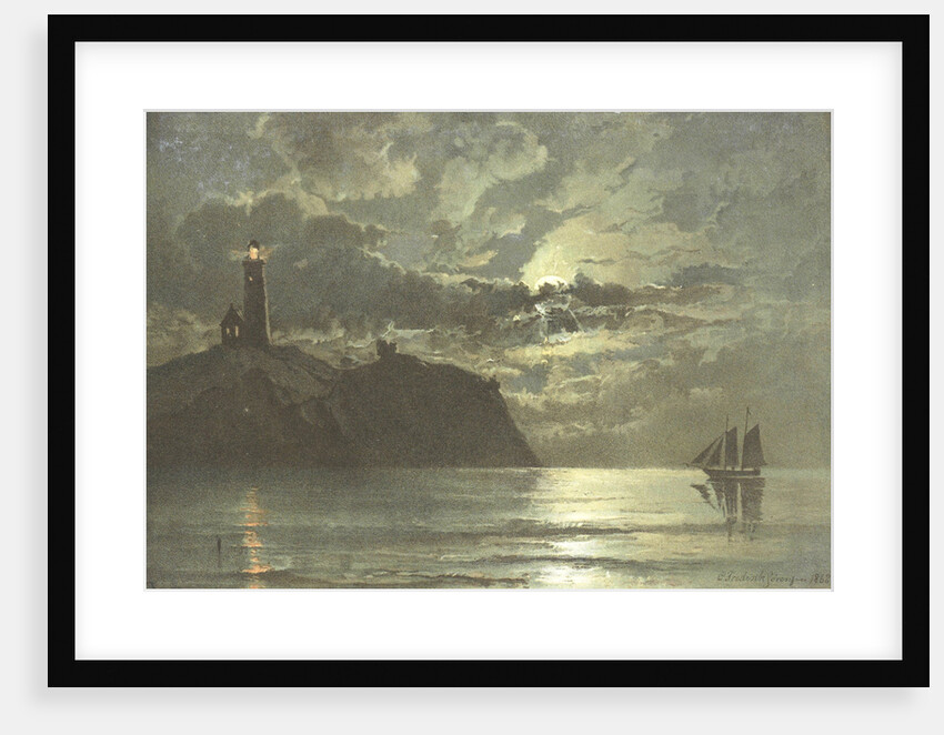 painting of a lighthouse at night from C. Frederick Sorensen by Anonymous