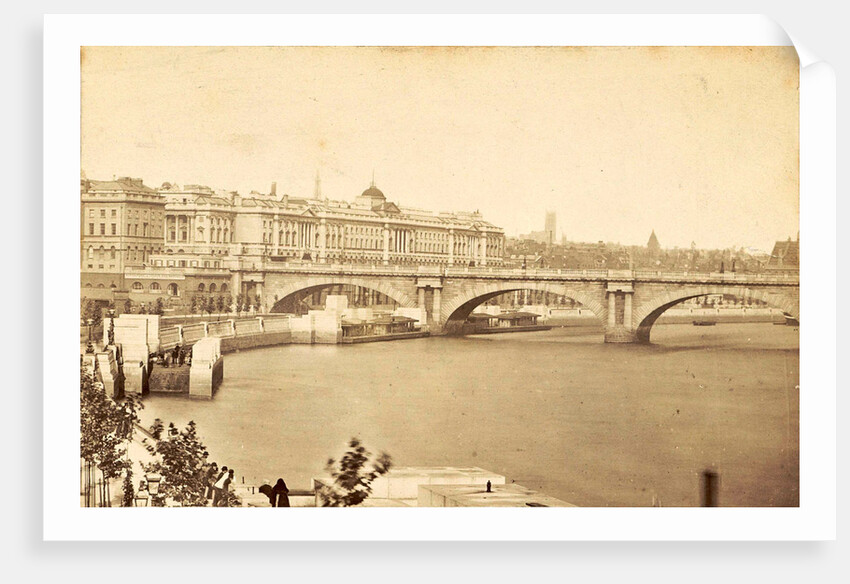 Waterloo Bridge and Somerset House in London, seen across the Thames UK by Anonymous