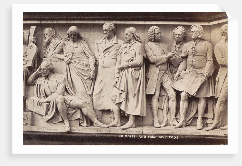 Part of the Parnassus frieze at the base of the Albert Memorial in London UK, poets and musicians by F.G.O. Stuart