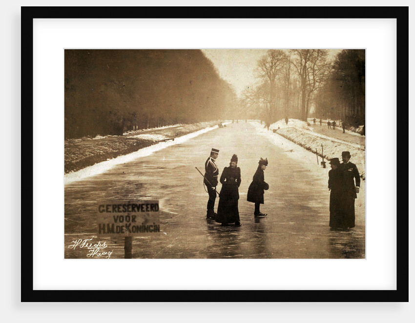 Wilhelmina as a child skating on a frozen pond Reserved for HM the Queen, H. Fuchs by M.M. Couvee