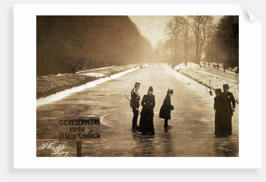Wilhelmina as a child skating on a frozen pond Reserved for HM the Queen, H. Fuchs by M.M. Couvee