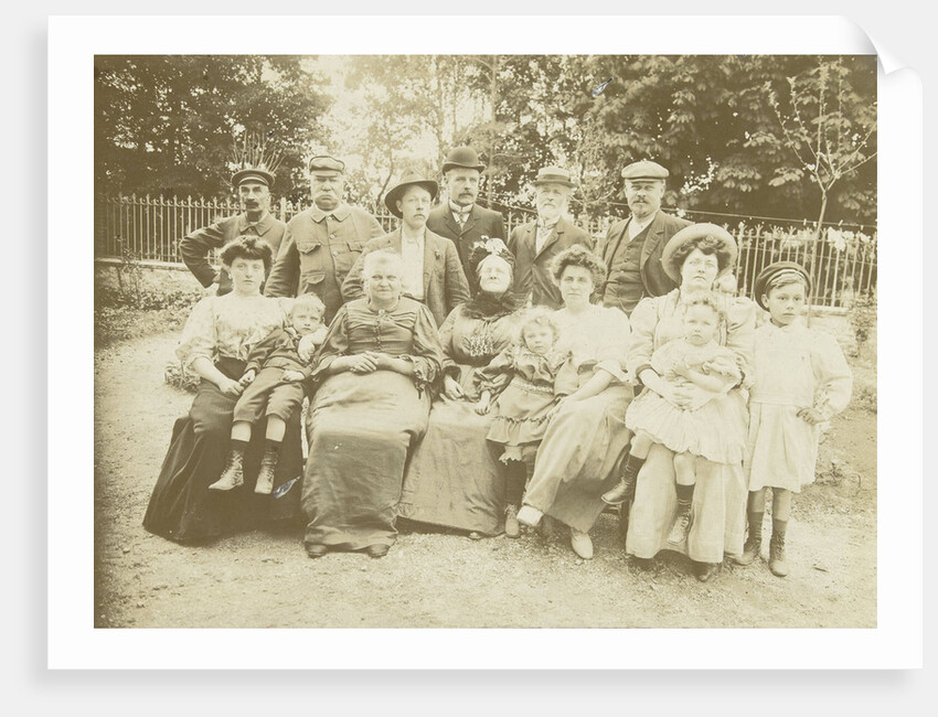 Family portrait of three generations in a garden by Anonymous