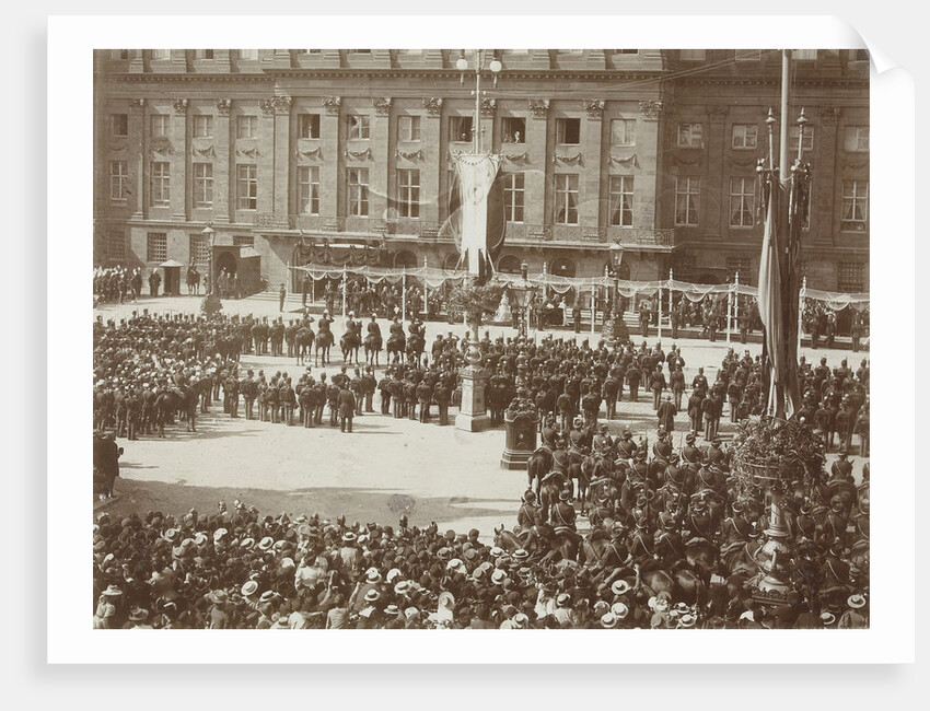 Queen Wilhelmina under the canopy after its inauguration in Amsterdam, The Netherlands under the watchful eye of a large crowd by Anonymous