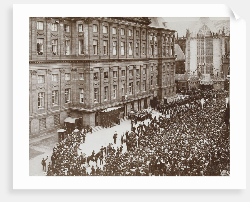 tribute to Wilhelmina, a day for her coronation as Queen at the Royal Palace on Dam Square, Amsterdam by Samuel Herz