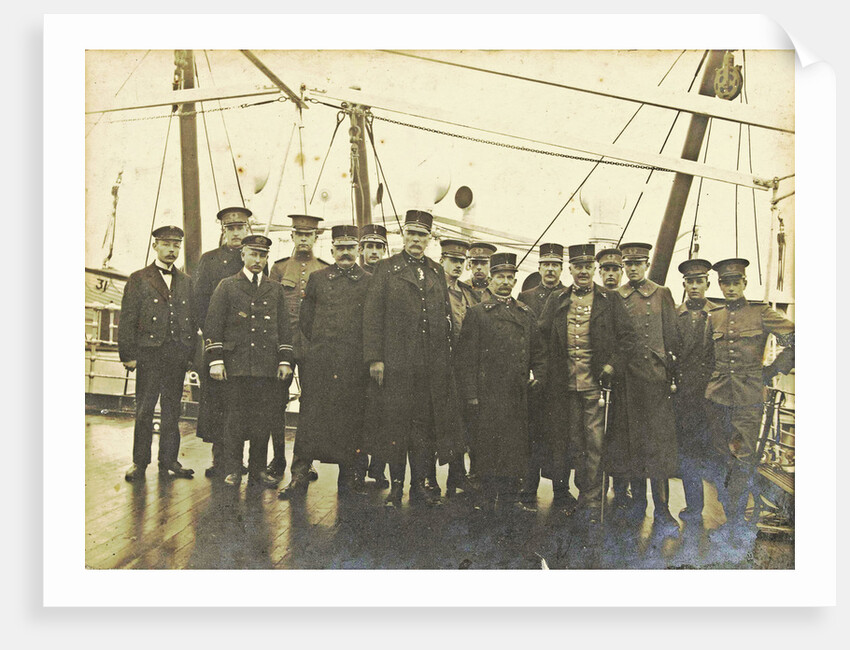 Group portrait of crew on deck of a ship by Anonymous