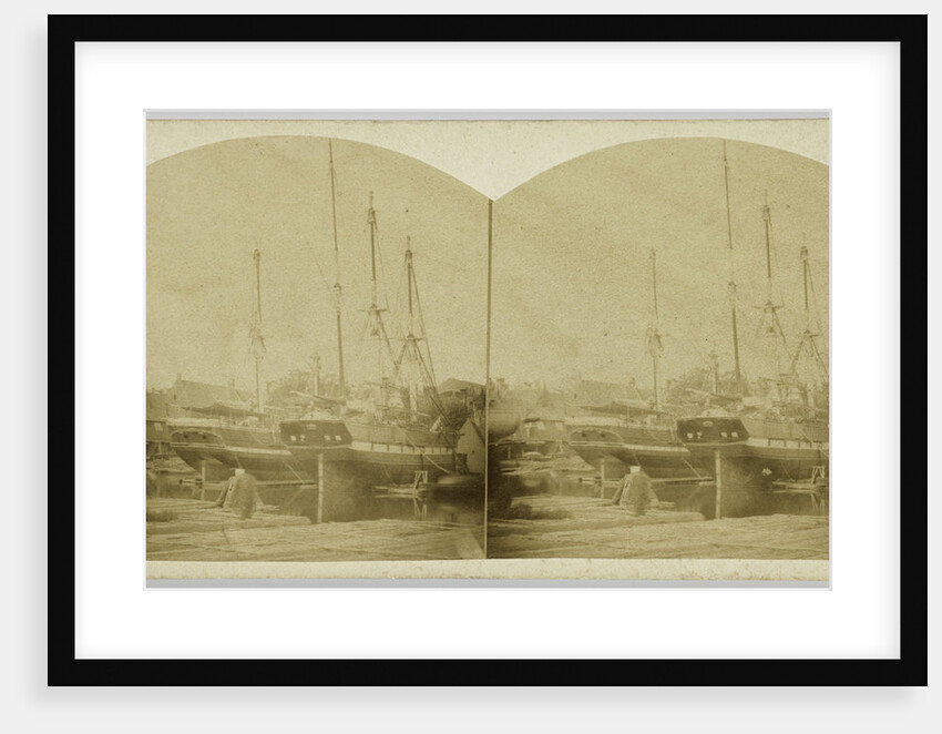 Wharf with ships in Amsterdam by Andries Jager