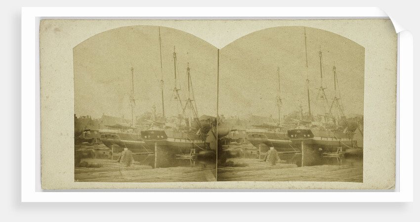 Wharf with ships in Amsterdam by Andries Jager