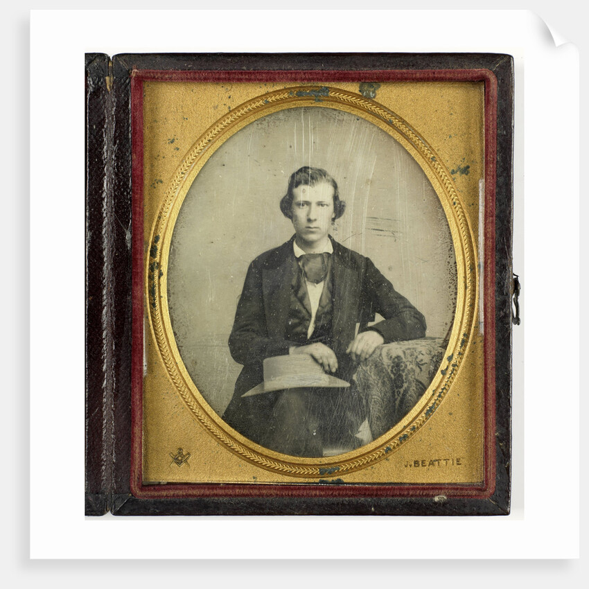Portrait of a young man with hat by John Beattie