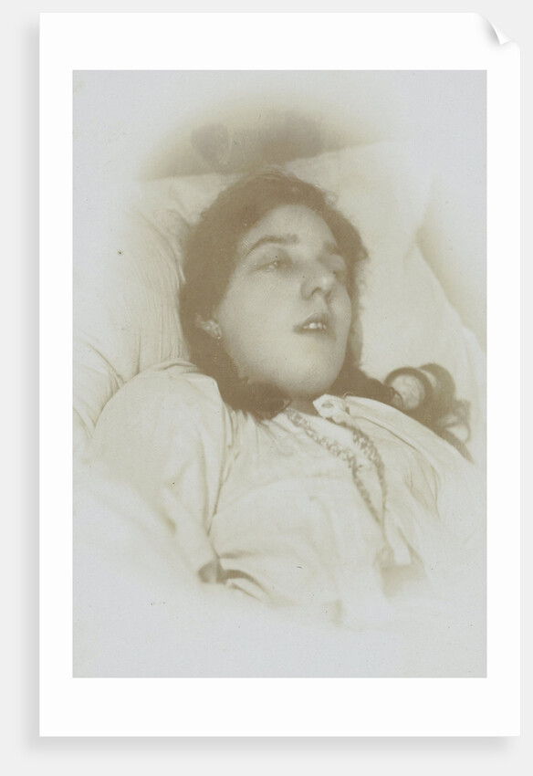Post-mortem portrait of a woman with open eyes by J. Siewe