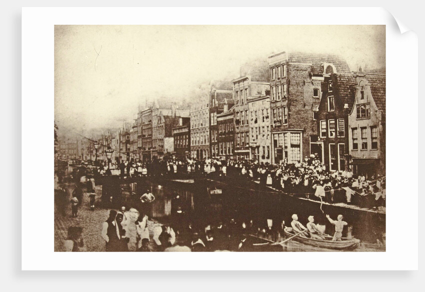 Trickery photo of eel pulling on the Lindegracht Amsterdam by F. Bouman